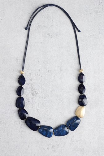 Le devant de Collier bleu avec accent doré de Liberty Island pour Femmes