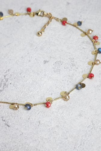 Le devant de Collier court doré avec perles colorées de Liberty Island pour Femmes