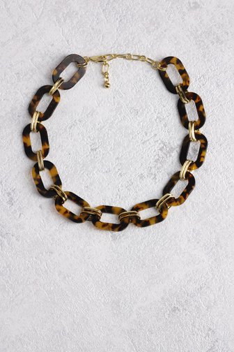 Le devant de Collier doré avec maillons bruns de Liberty Island pour Femmes