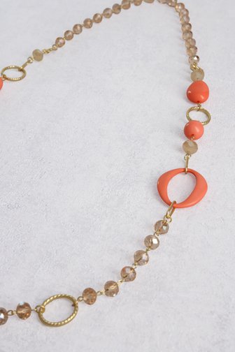 Collier doré long avec perles roses de Liberty Island pour Femmes