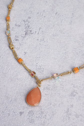 Collier long orange-or de Liberty Island pour Femmes