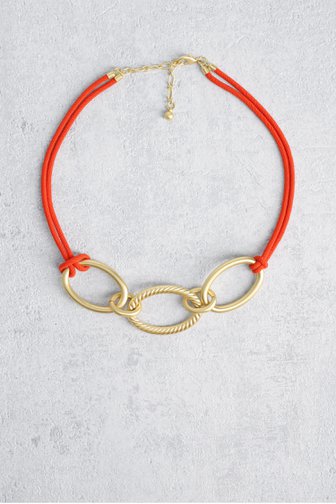 Collier rouge avec pendentifs dorés de Liberty Island pour Femmes