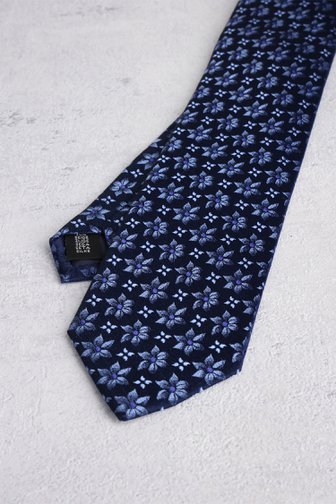 Cravate bleu foncé avec motif floral de Liberty Island pour Hommes