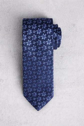 Cravate bleu foncé avec motif floral de Liberty Island pour Hommes