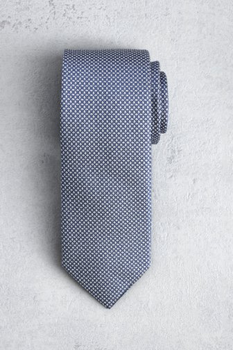 Le devant de Cravate bleue à fin motif gris de Liberty Island pour Hommes