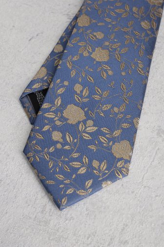 Cravate bleue avec motif de fleurs beige de Liberty Island pour Hommes