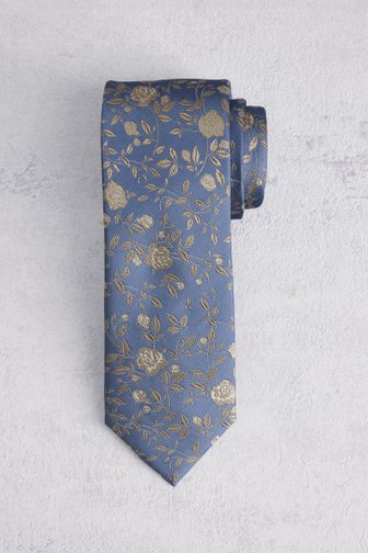 Cravate bleue avec motif de fleurs beige de Liberty Island pour Hommes