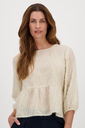 Crèmekleurige blouse met gerafelde textuur van JDY voor Dames