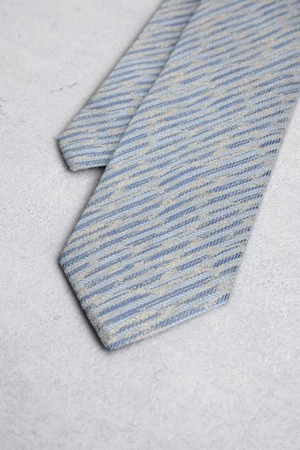 Voorkant van Das met beige-blauw gestreept motief door Liberty Island voor Heren