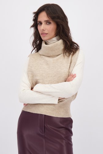 Le devant de Débardeur beige à col roulé de Louise pour Femmes