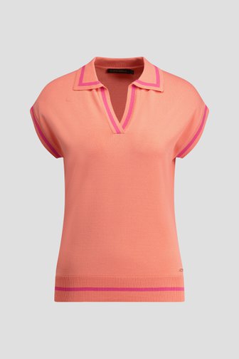 Le devant de Débardeur pêche avec rayures roses de Claude Arielle pour Femmes