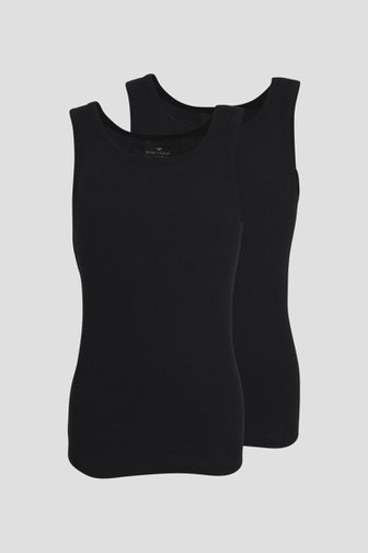 Débardeurs noirs côtelés - Set de 2 de Tom Tailor pour Hommes