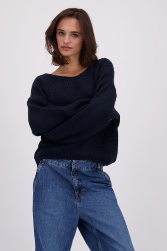 Voorkant van Donkerblauw gebreide trui - Omkeerbaar door JDY voor Dames