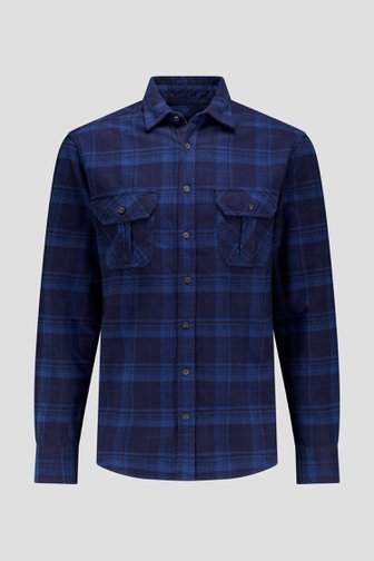 Voorkant van Donkerblauw geruit hemd  door Ravøtt voor Heren