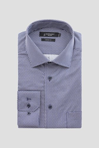 Voorkant van Donkerblauw hemd met fijne print - Comfort fit door Dansaert Black voor Heren