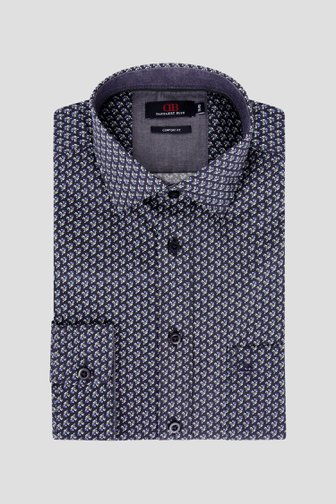 Donkerblauw hemd met fijne print - Comfort fit van Dansaert Blue voor Heren