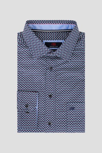 Donkerblauw hemd met fijne print - Comfort fit van Dansaert Blue voor Heren