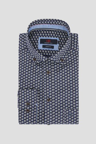 Productfoto 1 van Donkerblauw hemd met fijne print - Comfort fit door Dansaert Blue voor Heren