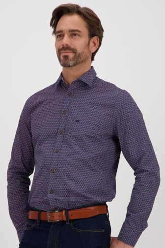 Donkerblauw hemd met fijne print - Regular fit van Dansaert Blue voor Heren