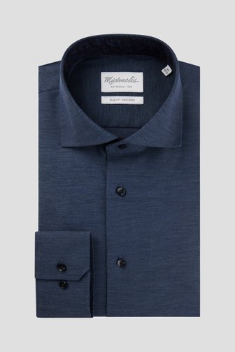 Donkerblauw hemd met jeanslook - Slim fit van Michaelis voor Heren
