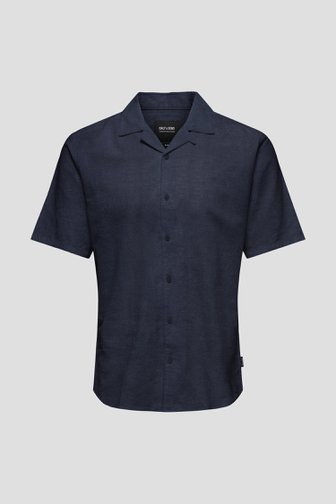 Productfoto 1 van Donkerblauw hemd met korte mouwen door Only & Sons voor Heren