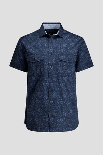 Voorkant van Donkerblauw hemd met korte mouwen door Ravøtt voor Heren
