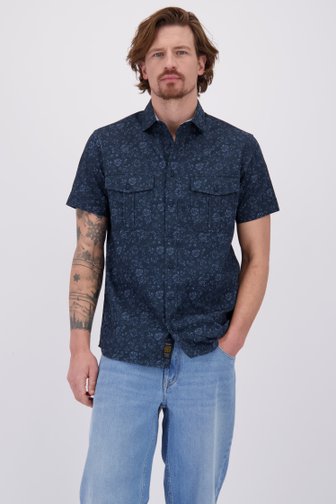 Voorkant van Donkerblauw hemd met korte mouwen door Ravøtt voor Heren