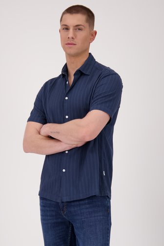 Donkerblauw hemd met structuur van Casual Five voor Heren