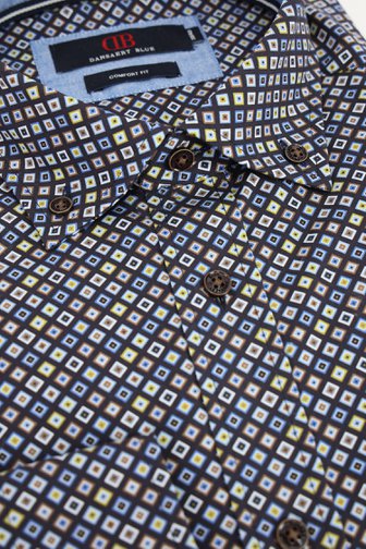 Voorkant van Donkerblauw hemd met vierkantjes - Comfort fit door Dansaert Blue voor Heren