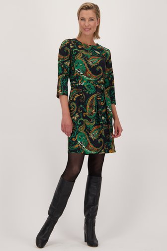 Claude Arielle Donkerblauw kleedje met groene paisley print