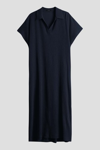 Donkerblauw midi kleedje met gewafelde structuur van Opus voor Dames
