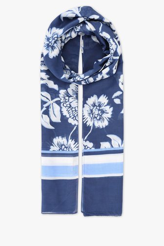 Donkerblauw sjaaltje met bloemenprint van More & More voor Dames