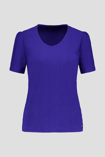 Donkerblauw T-shirt met gewafelde structuur van Claude Arielle voor Dames