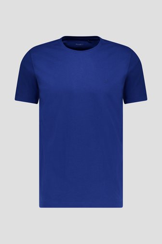 Donkerblauw T-shirt met ronde hals  van Ravøtt voor Heren