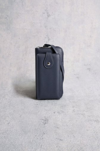Voorkant van Donkerblauw telefoontasje met portemonnee door Liberty Island voor Dames