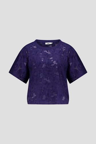 Donkerblauwe blouse in transparante kant van Louise voor Dames