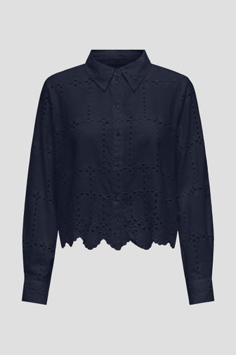 Donkerblauwe blouse met broderie anglaise van JDY voor Dames