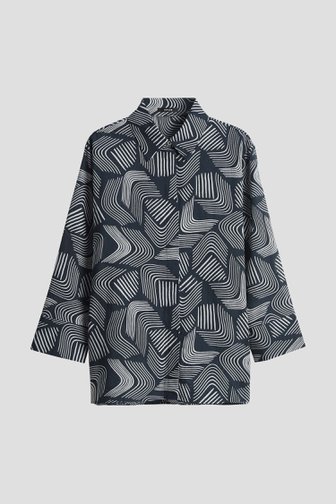 Voorkant van Donkerblauwe blouse met witte streepjesprint door Opus voor Dames