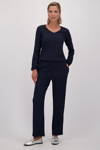 Voorkant van Donkerblauwe broek met structuur door Claude Arielle voor Dames