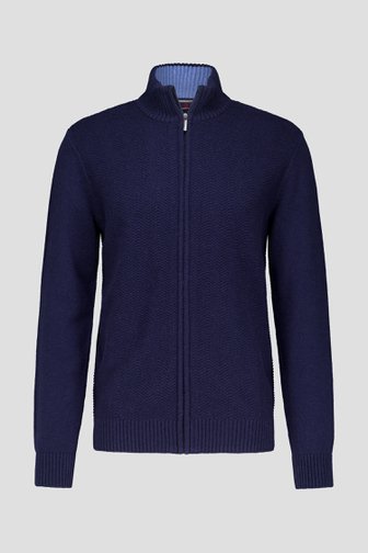 Donkerblauwe cardigan met reliëfmotief  van Dansaert Blue voor Heren