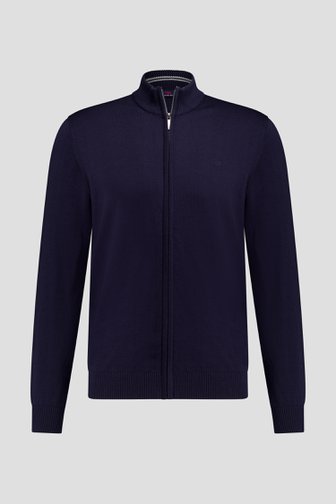 Voorkant van Donkerblauwe cardigan met rits door Dansaert Blue voor Heren