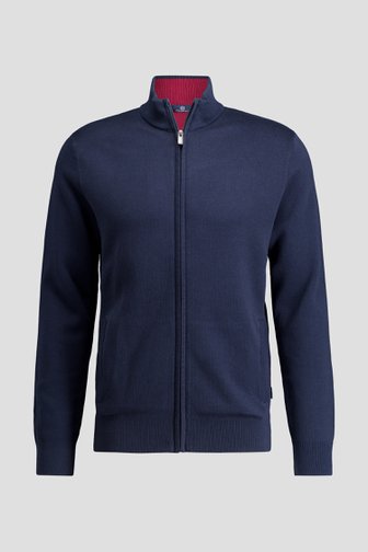 Voorkant van Donkerblauwe cardigan met rits  door Dansaert Blue voor Heren