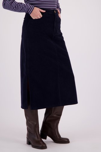 Voorkant van Donkerblauwe corduroy rok door Libelle voor Dames