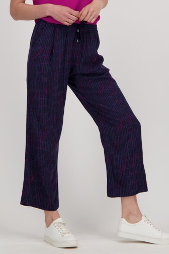 Opus Donkerblauwe culotte met print