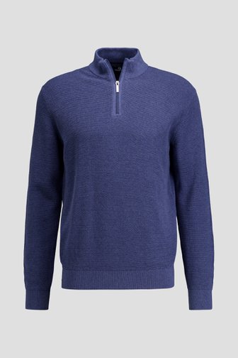 Productfoto 1 van Donkerblauwe gebreide trui met ritskraag door Dansaert Blue voor Heren