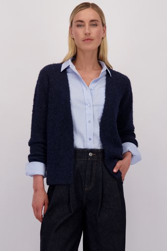 Voorkant van Donkerblauwe gemêleerde cardigan door Liberty Island voor Dames