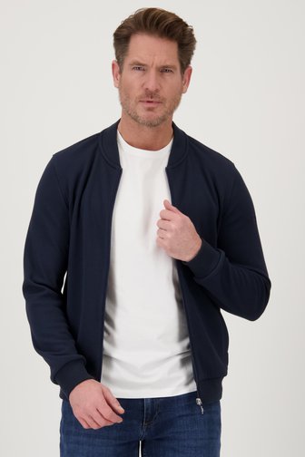 Donkerblauwe gemêleerde cardigan met rits van Dansaert Blue voor Heren