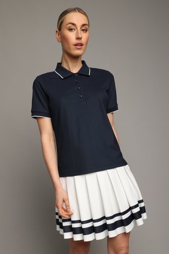 Voorkant van Donkerblauwe golfpolo met korte mouwen door Dansaert Golf Club voor Dames
