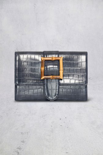 Voorkant van Donkerblauwe handtas met krokodillenstructuur door Bulaggi voor Dames