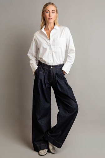 Donkerblauwe jeans met gesp - Wide leg fit 